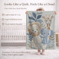 Personalized Safari baby blanket with name - embroidered look details in soft neutral colors. A cozy newborn blanket and timeless boutique baby gift.