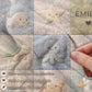 Personalized patchwork look baby blanket with name, crab, whale and octopus in a soft underwater quilt design. Cozy newborn blanket and baby gift.