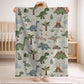Personalized Dinosaur Baby Blanket with Name • Embroidered Look Dino Nursery • Neutral Kids Blanket • T-Rex Gift