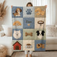 Personalized Dog Baby Blanket Patchwork Design Puppy Motifs Neutral Nursery Decor Newborn Gift Soft Velveteen Fleece