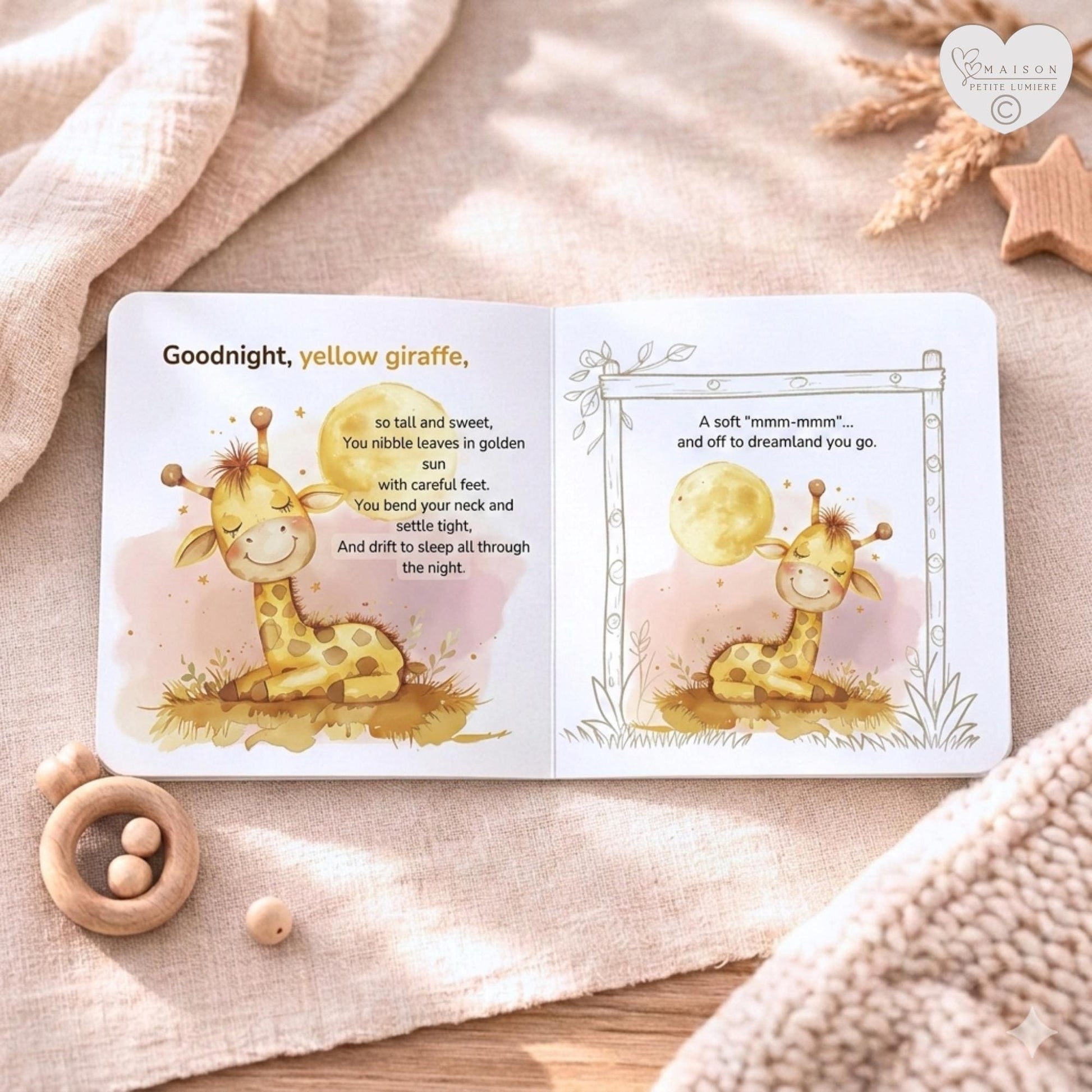 A personalized safari bedtime book featuring your child’s name. Gentle rhymes with elephant & lion — a meaningful baby shower or birthday gift.