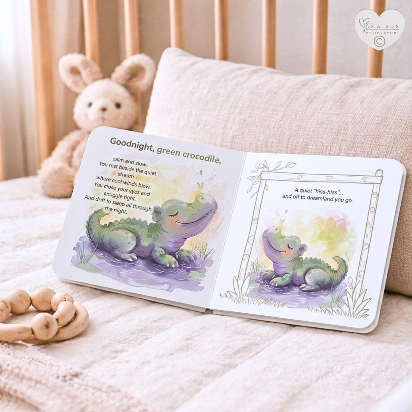 A personalized safari bedtime book featuring your child’s name. Gentle rhymes with elephant & lion — a meaningful baby shower or birthday gift.