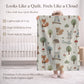 Personalized Woodland Baby Blanket with Name • Forest Animals Embroidered Look • Neutral Nursery Decor • Fox Owl Bunny Gift