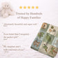 Personalized botanical safari baby blanket with name in embroidered quilt look. Soft greenery design for neutral nursery decor and timeless baby gift.