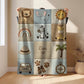 Explorer safari baby blanket with jeep and compass adventure theme. Printed quilt look, personalized for little explorer nurseries.
