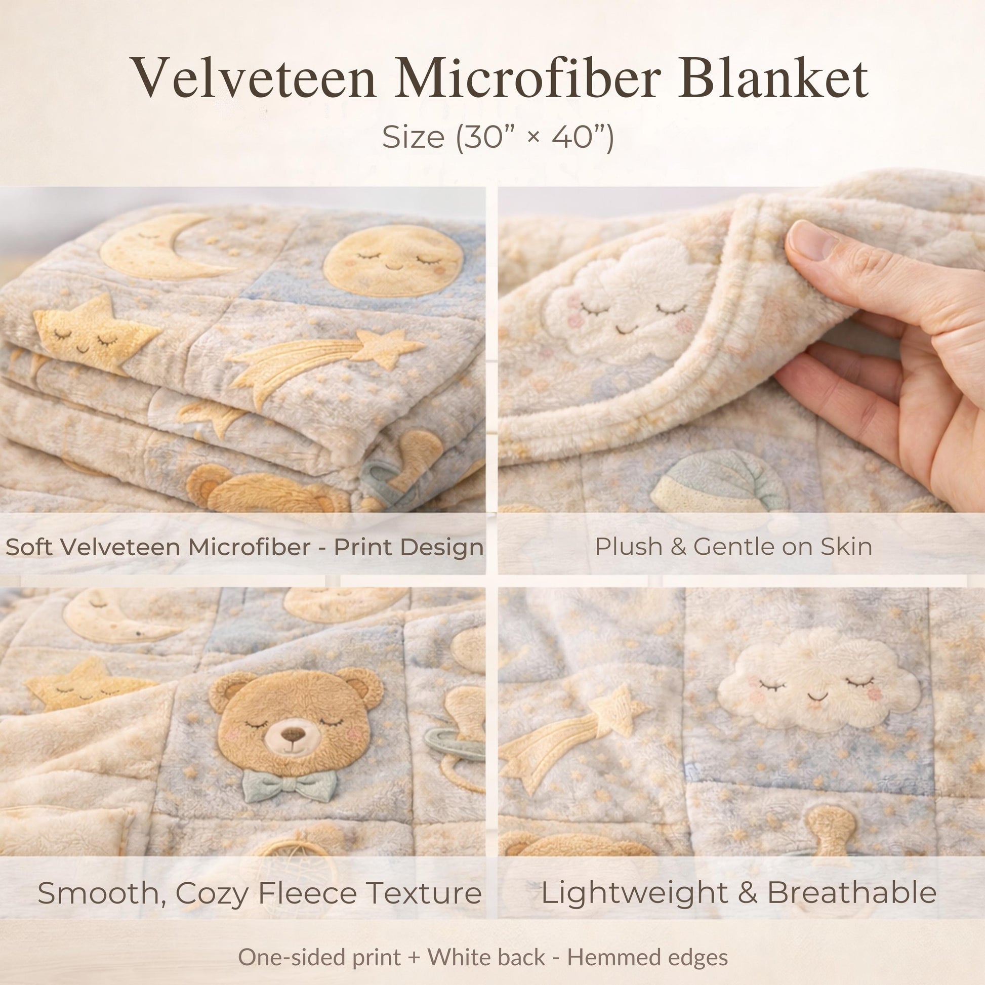 Explorer safari baby blanket with jeep and compass adventure theme. Printed quilt look, personalized for little explorer nurseries.