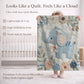 Soft embroidered-look elephant baby blanket with pastel florals. Neutral tones, cozy fabric — a boutique newborn gift for calm, modern nursery decor.