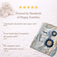 Personalized Traktor baby blanket with name - embroidered look details in soft neutral colors. A cozy newborn blanket and timeless boutique baby gift.