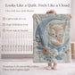 Personalized fox baby blanket with name - embroidered-look details in soft neutral colors. A cozy newborn blanket and timeless boutique baby gift.