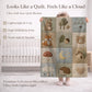 Personalized woodland baby blanket with forest patchwork quilt look in soft neutral colors. Cozy newborn blanket and boutique nursery gift.