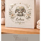 Personalized bunny baby album with floral crown and custom name. A soft neutral nursery memory book and timeless newborn keepsake.