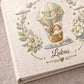 Personalized hot air balloon baby memory book with name. A dreamy adventure nursery photo album.
