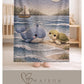 Sail away to sweet dreams! Personalized ocean baby blanket with whale and sea turtle in a soft nautical quilt-look design. A perfect coastal nursery gift.