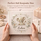 Personalized safari lion baby album with custom name and date. A warm jungle nursery memory book and newborn keepsake.