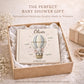 Personalized elephant baby memory album with hot air balloon design, custom name and optional birth date. A neutral nursery keepsake and timeless newborn photo book.