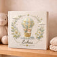 Personalized hot air balloon baby memory book with name. A dreamy adventure nursery photo album.