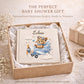 Personalized teddy bear airplane baby memory book with name and birth date. A soft aviation nursery album for first memories and milestones.