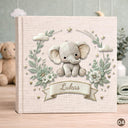 Personalized Baby Name Book Elephant – Custom Baby Album with Name – Floral Keepsake Book – Neutral Baby Girl Gift – Nursery Memory Book