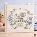 Personalized Baby Name Book Elephant – Custom Baby Album with Name – Floral Keepsake Book – Neutral Baby Girl Gift – Nursery Memory Book