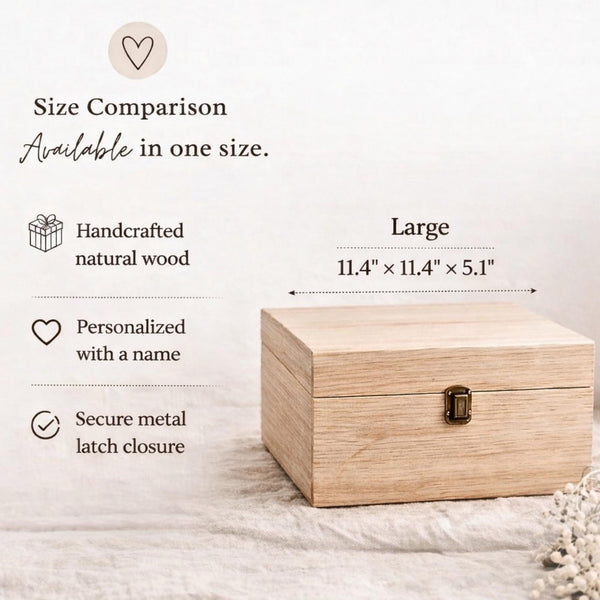 This adorable floral bear design in soft, timeless tones creates a warm and loving atmosphere — a truly heartfelt gift for new grandparents. Personalized with the baby's name, this handcrafted wooden keepsake box is made to treasure precious memories from the very first days — a gift Grandma & Grandpa will cherish forever.