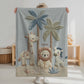 Safari Baby Blanket with Name Personalised • Animal Embroidered Look Baby Blanket • Neutral Nursery Decor • Newborn Gift